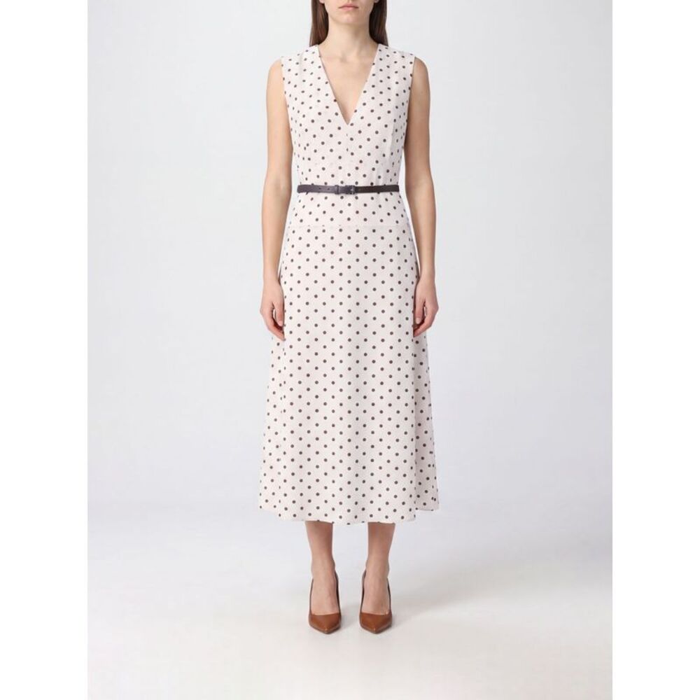Parosh Women Polka Dot Silk Criªpe De Chine Midi Dress P.A.R.O.S.H. With V-Neck